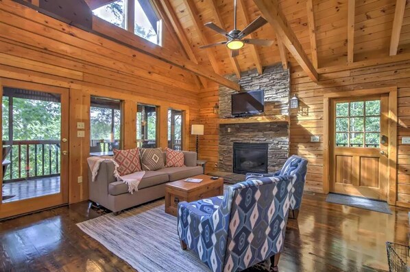 TV, fireplace, video games, DVD player