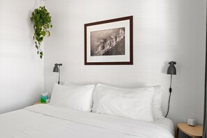 1 bedroom, desk, iron/ironing board, travel cot