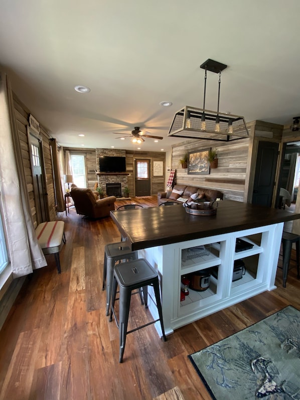 TV, fireplace - Blue Cabin by the creek, Estillfork creek, perfect getaway (Estillfork)