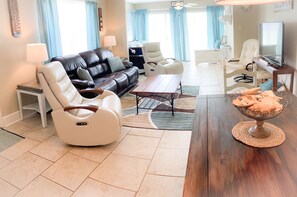 Smart TV, DVD player, books, video library