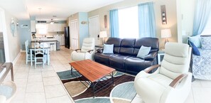 Smart TV, DVD player, books, video library