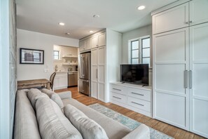 TV, DVD player, video library