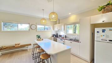 Fridge, microwave, dishwasher, toaster