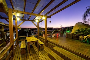 Relax on the deck with scenic views and comfortable seating.