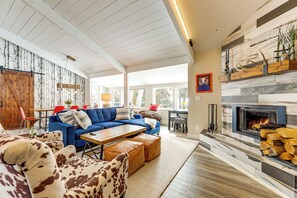 TV, fireplace, books, music library - Modern Mountain Escape on Golf Course w/ Hot Tub! (Eagle-Vail)