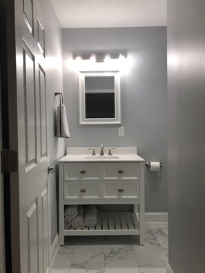 Shower, hair dryer, towels, soap - Beautifully restored condo in the heart of everything downtown has to offer! (Wilmington)