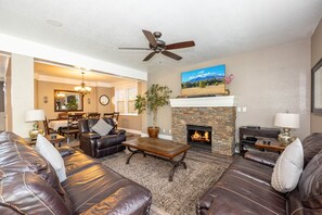 TV, lareira, DVD player