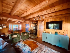 Smart TV, fireplace, video games, books