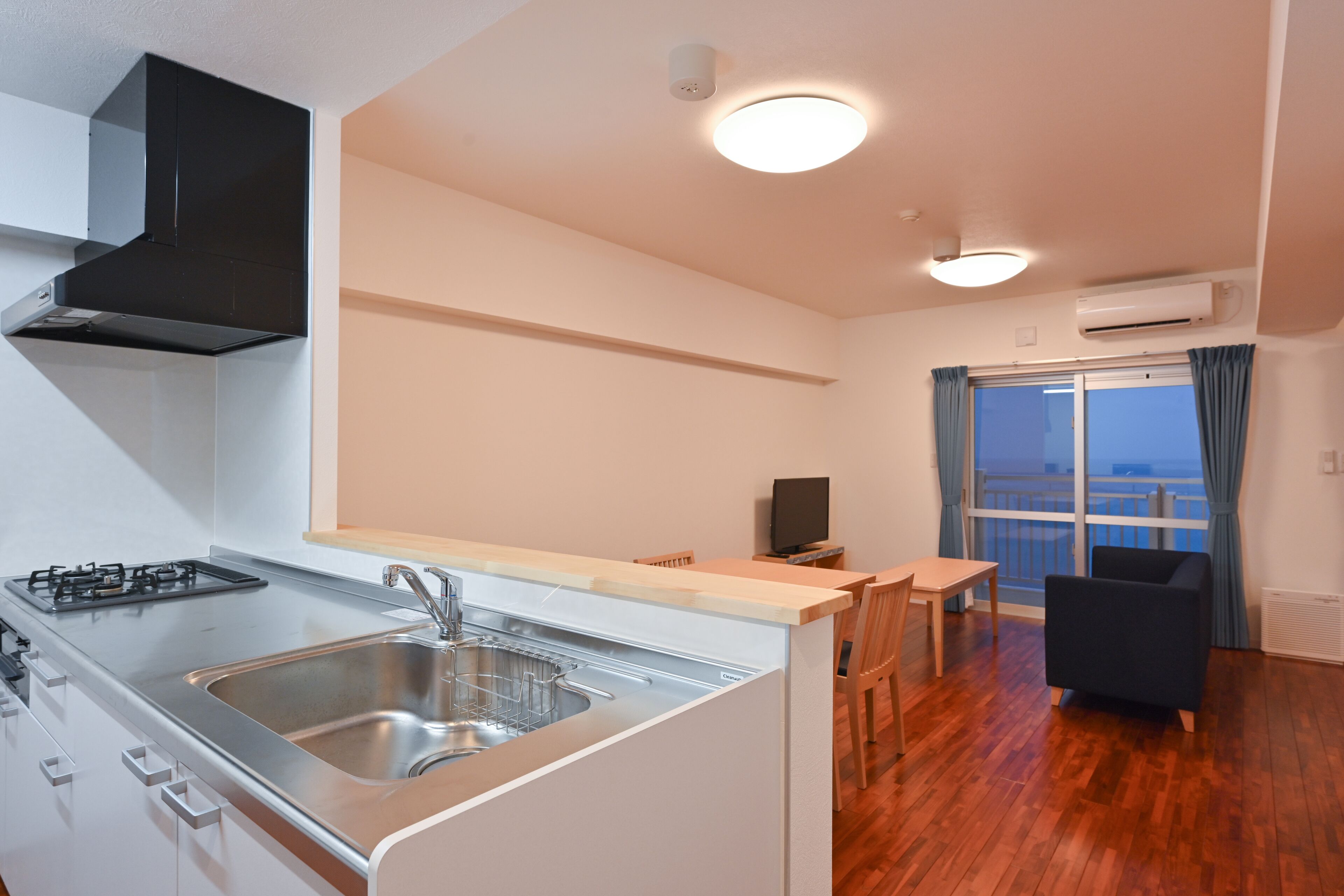 Kondominium Keluarga, 3 kamar tidur, dapur, tepi laut | Dapur pribadi | Lemari es besar, microwave, kompor, dan lemari pembeku