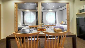 Desk, laptop workspace, blackout curtains, soundproofing