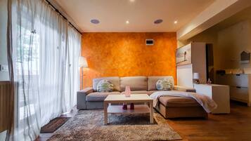 TV, fireplace