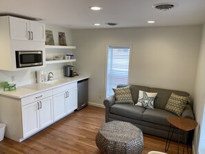 Exclusive Double Room Single Use | Private kitchen | Fridge, coffee/tea maker, cookware/dishes/utensils, cleaning supplies - Devils Lake Inn and Devils Lake Inn Too (Manitou Beach)
