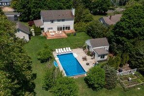Outdoor pool, a heated pool - Hamptons Remsenburg Beach House w/ pool house, zen/organic garden close to beach (Remsenburg-Speonk)