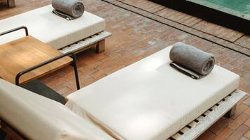 Outdoor pool, open 6:00 AM to 8:00 PM, sun loungers