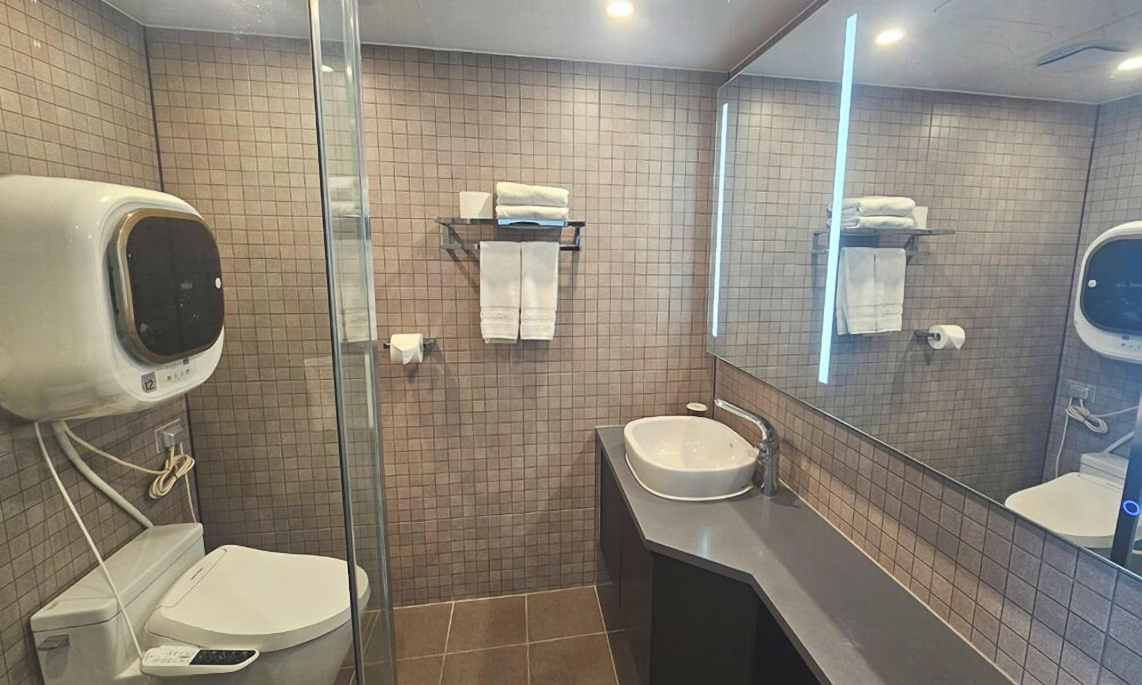 free toiletries, hair dryer, bathrobes, towels