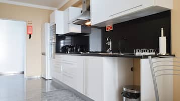 Frigorífico, microondas, horno y placa de cocina