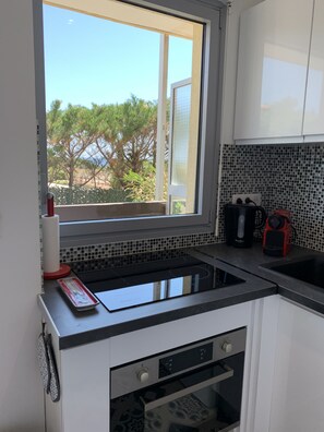 Réfrigérateur, micro-ondes, four, plaque de cuisson