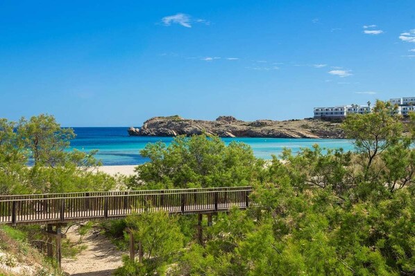 Beach nearby, sun loungers