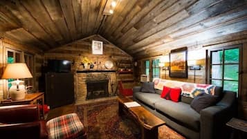 Una Smart TV, una chimenea, un reproductor de DVD