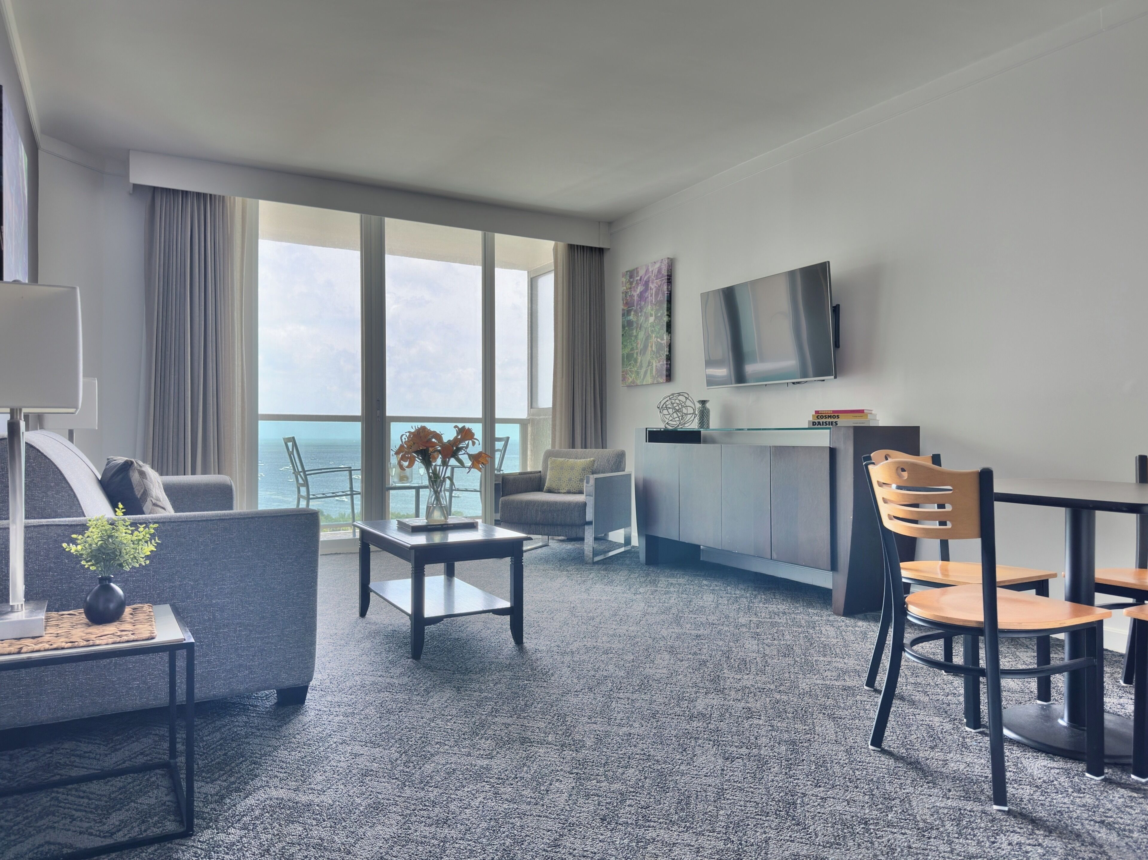 deluxe apartment, balcony, partial ocean view1814 | living area | 49-inch led tv with cable channels, tv