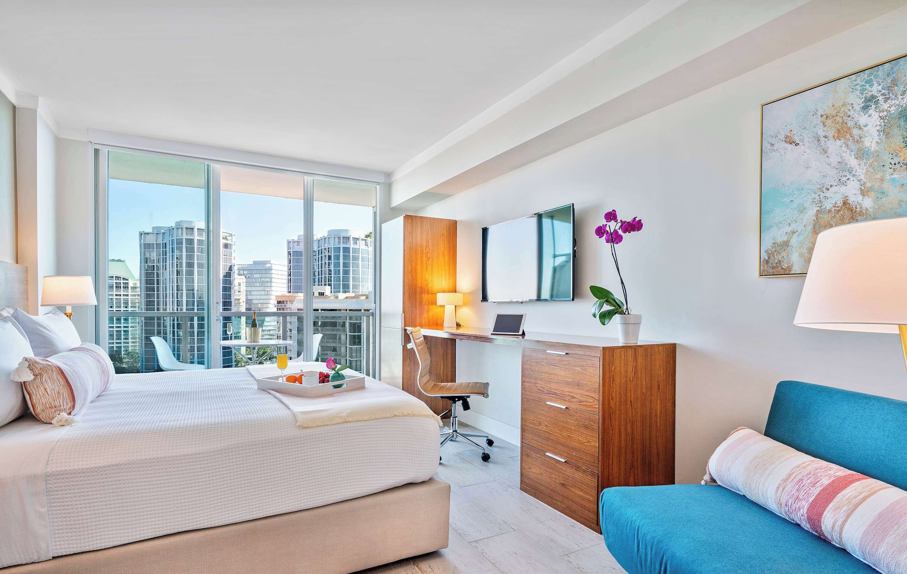 City Room, Partial Ocean View | Premium bedding, in-room safe, desk, laptop workspace