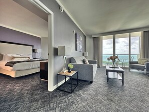 Deluxe Apartment, Balcony, Partial Ocean View1814 | Living area | 49-inch LED TV with cable channels, TV - Private Oasis at Arya (Miami)