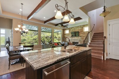 Open Water Luxury LBJ House with Heated Pool and Lakeside Pavilion! Sleeps 17