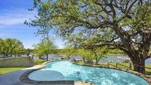 Outdoor pool, a heated pool - Open Water Luxury LBJ House with Heated Pool and Lakeside Pavilion! Sleeps 17 (Burnet)