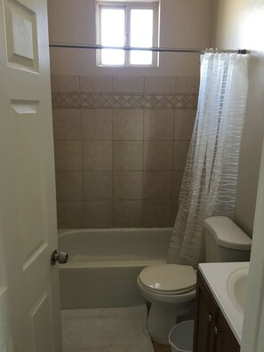 Secador de cabelo, toalhas de banho, papel higiênico 