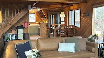 Smart TV, fireplace, video games, DVD player