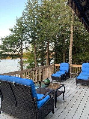 Terrace/patio - Half Moon Lake, Barnstead, NH vacation house on water front with firepit (Barnstead)