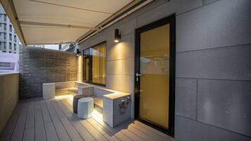 Deluxe Double Terrace - OTT services free viewing, Latex motion bed, Bathtub, Safe, Free parking | Premium bedding, down comforters, memory foam beds, in-room safe