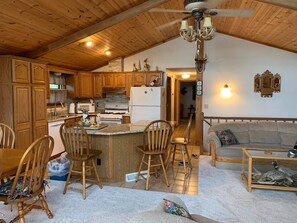 Smart TV, fireplace, DVD player, foosball