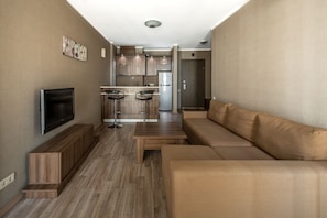 Televisi layar datar 70-cm dengan saluran TV kabel dan TV