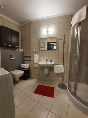 Apartment | Bathroom | Shower, towels, soap, toilet paper