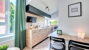 Departamento, 1 habitación (4 adults) | Cocina privada | Refrigerador, lavavajillas, tetera eléctrica y utensilios de cocina