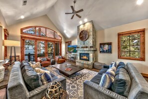 TV, fireplace - Premium Lakefront Getaway w/ Hot Tub & Pool Near Heavenly | SS14 (South Lake Tahoe)
