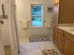 Hair dryer, towels, soap, toilet paper - Bluebird Valley Farmhouse (Millerton)