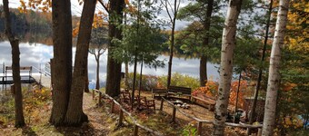 3 Bdrm, Loft, 1.5 baths knotty pine cabin, handicap accessible on 55 acre lake