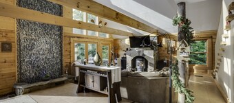 Secluded modern log cabin with picturesque private water fall on 12 acres!