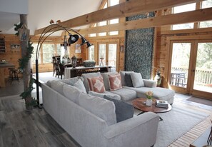 Smart TV, fireplace, video games, DVD player