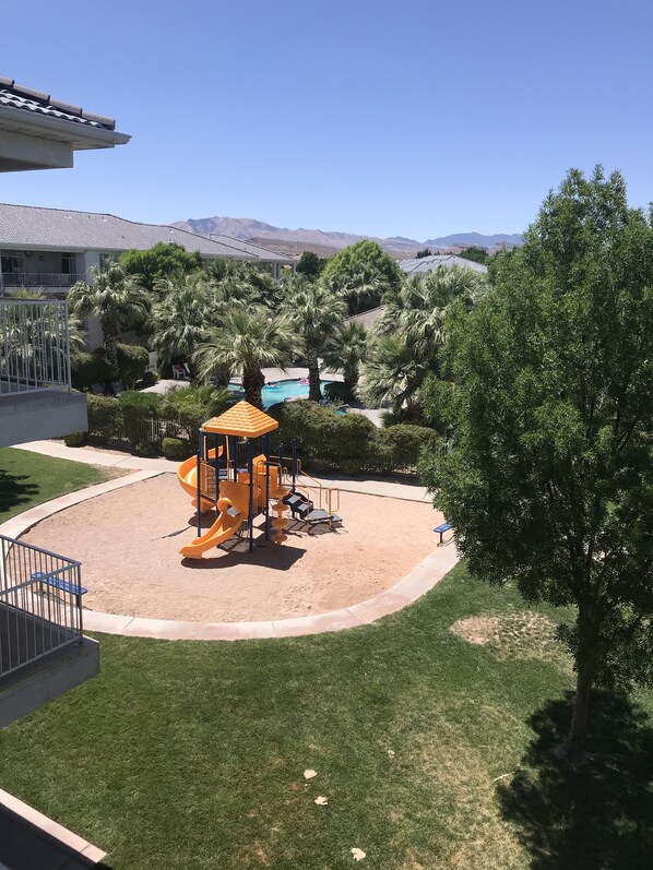 Enjoy a family-friendly stay with a playground, pool, and stunning mountain views.