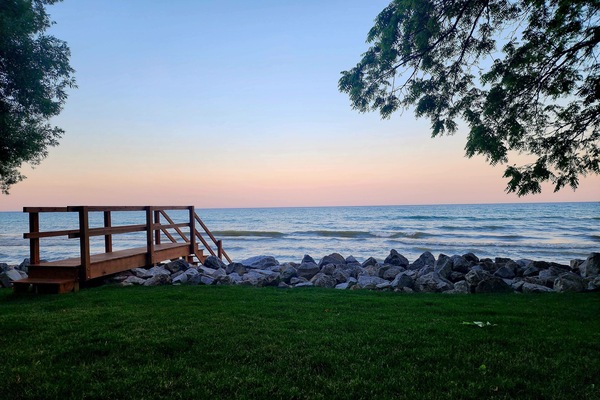 On the beach, sun loungers