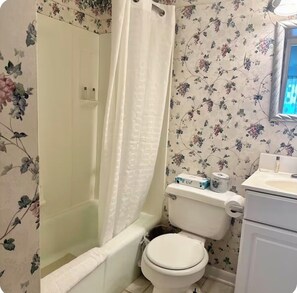Badewanne, Haartrockner, Toilettenpapier
