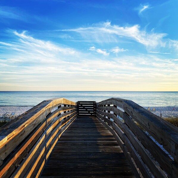 Beach nearby, sun loungers