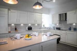 Oven, dishwasher, toaster, cookware/dishes/utensils