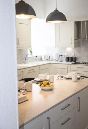 Oven, dishwasher, toaster, cookware/dishes/utensils