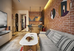 Presidential Suite | Vardagsrum | 49-tums smart-tv med kabelkanaler och tv