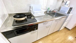 Apartment | Private kitchenette | Fridge, microwave, stovetop, electric kettle