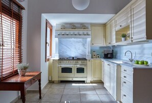 Fridge, oven, dishwasher, coffee/tea maker